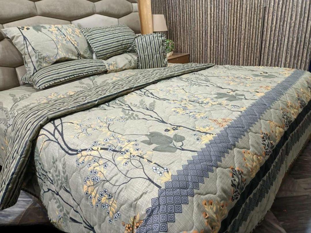 7 Pcs Cotton Salonica Printed Comforter Set