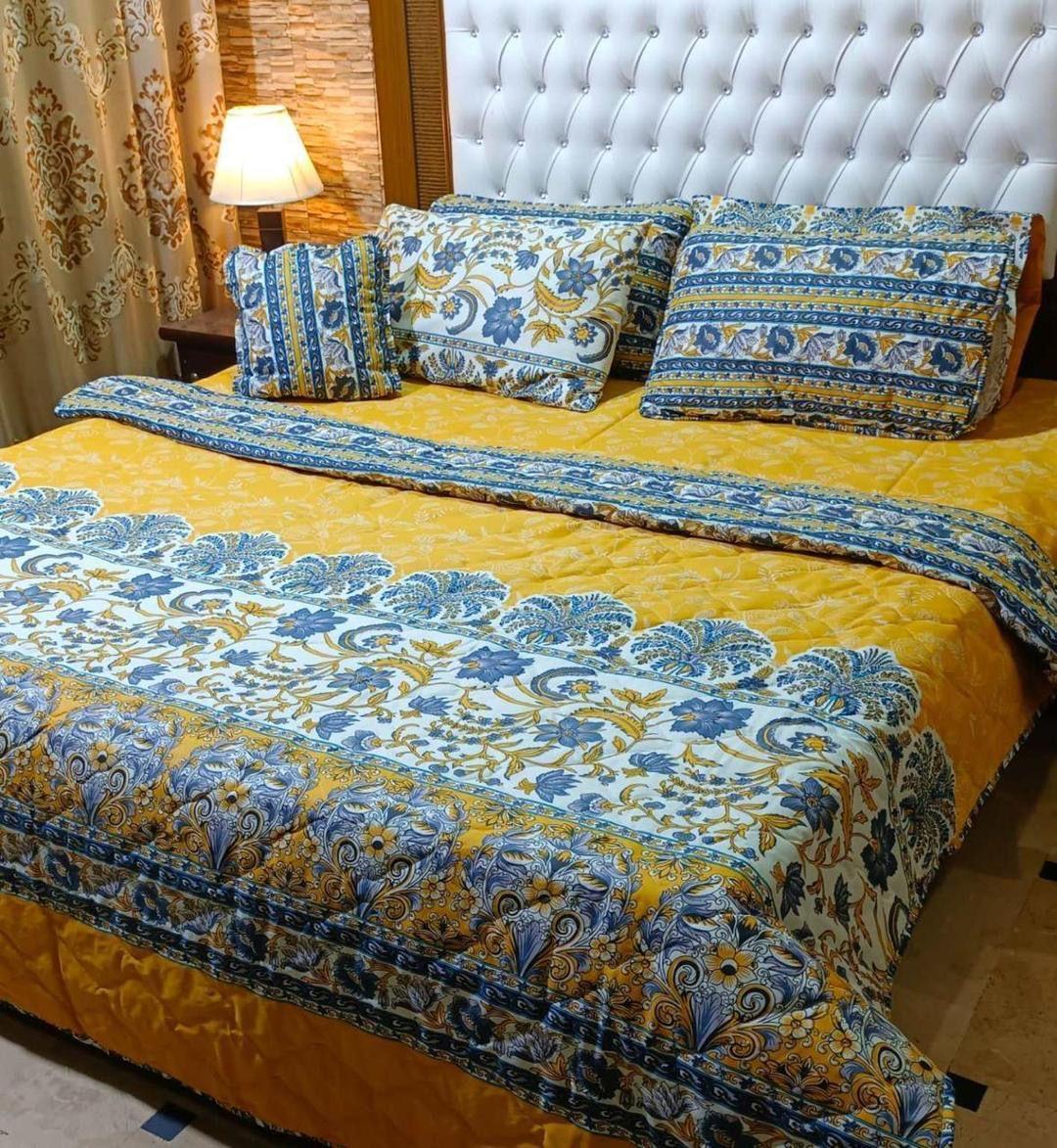 7 Pcs Cotton Salonica Printed Comforter Set