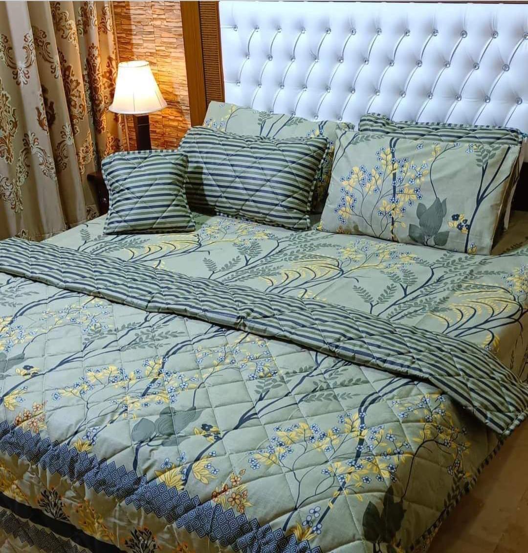 7 Pcs Cotton Salonica Printed Comforter Set