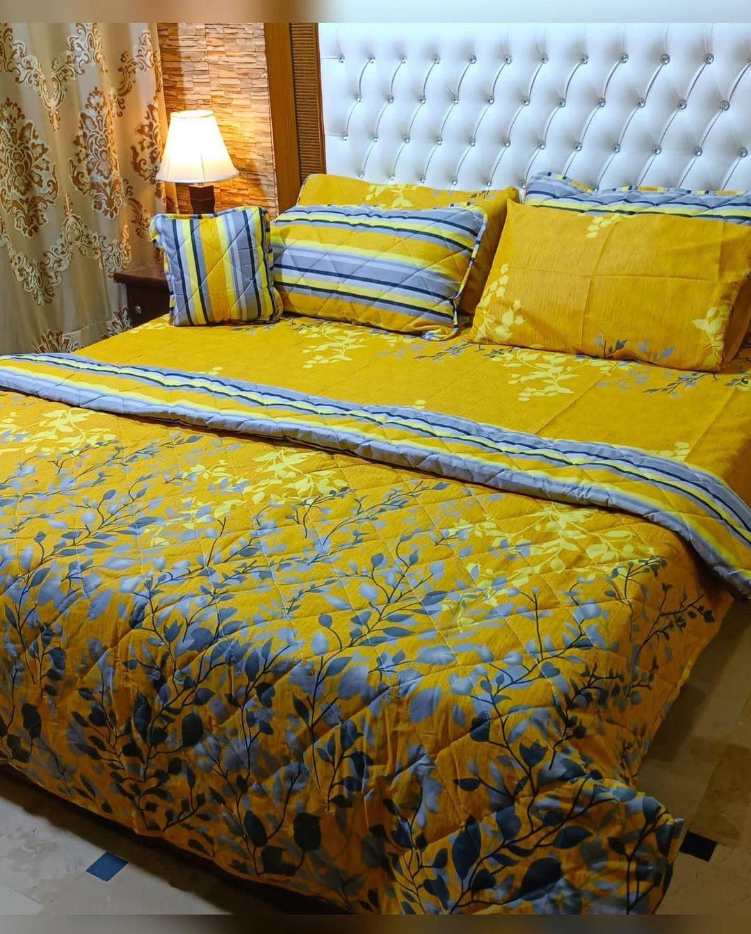 7 Pcs Cotton Salonica Printed Comforter Set