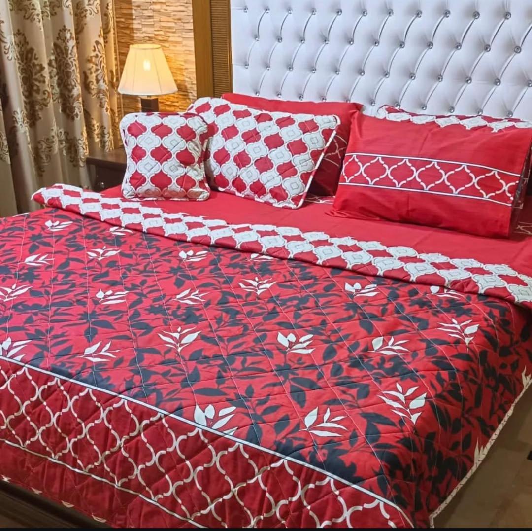 7 Pcs Cotton Salonica Printed Comforter Set
