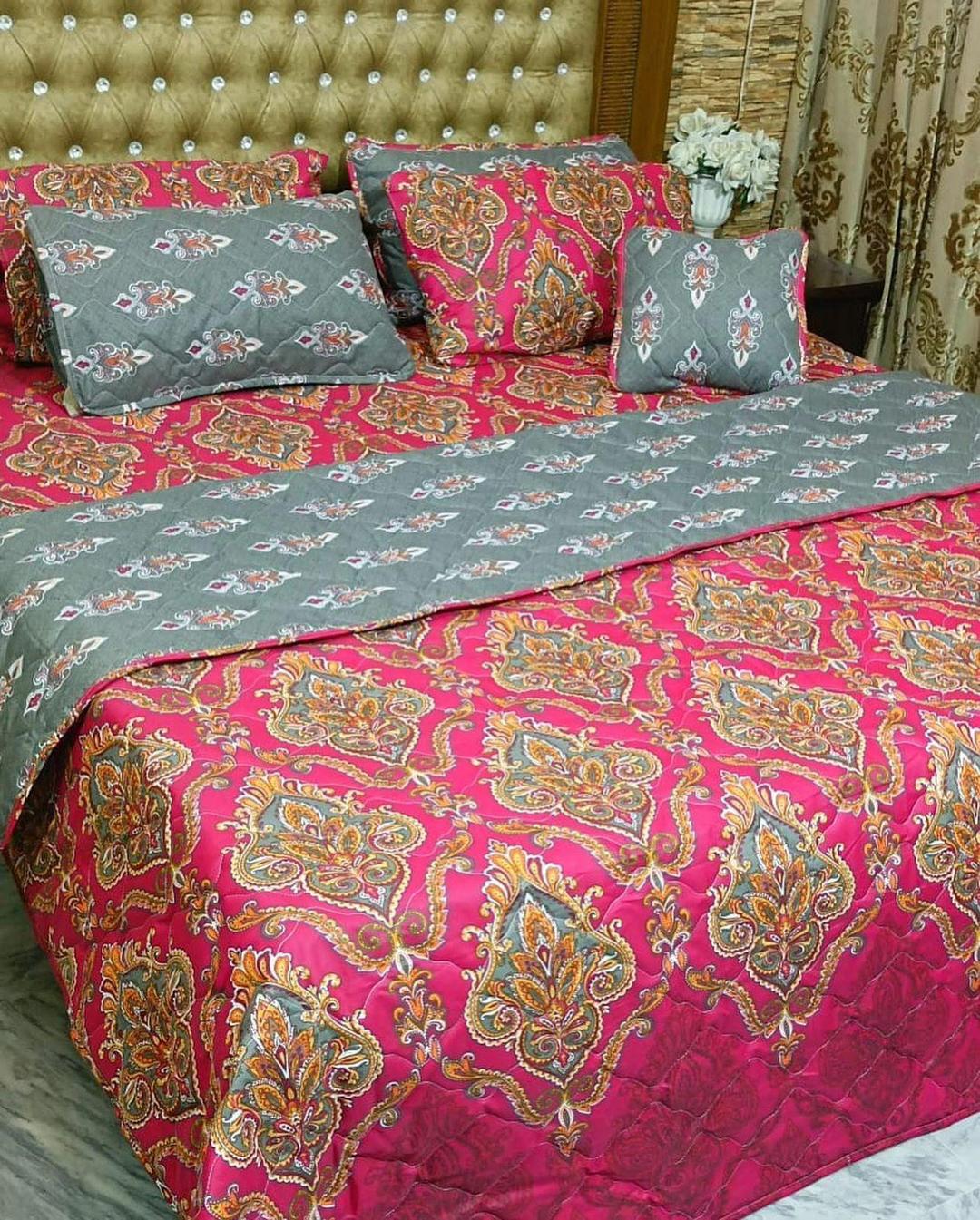 7 Pcs Cotton Salonica Printed Comforter Set