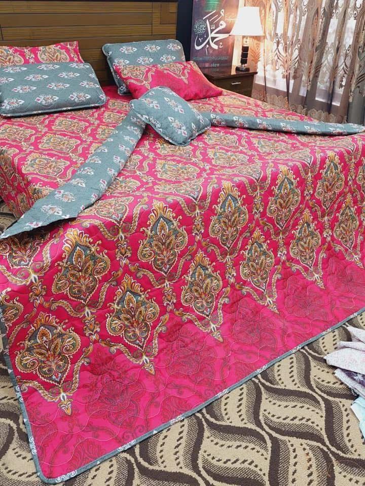 7 Pcs Cotton Salonica Printed Comforter Set