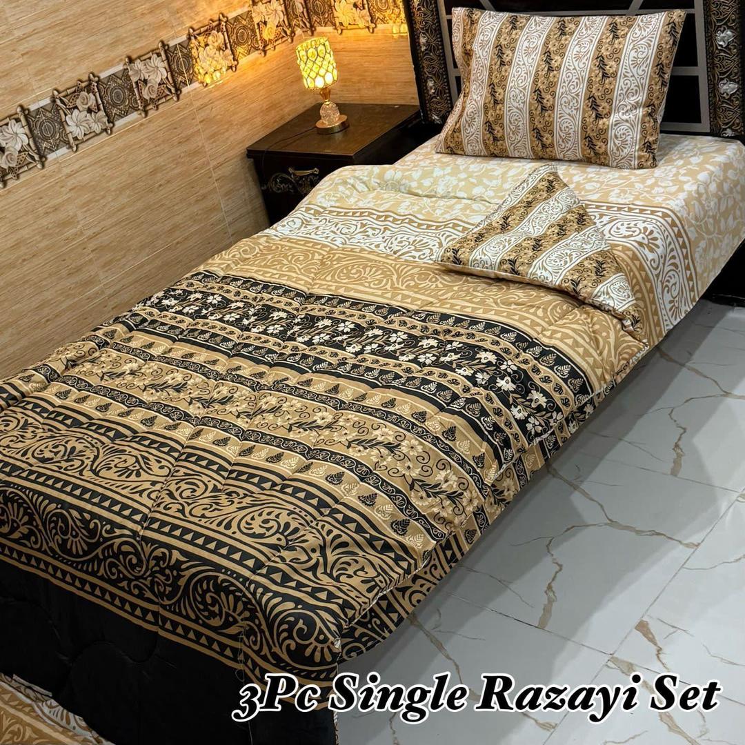 3 Pcs Cotton Salonica Printed Razai Set