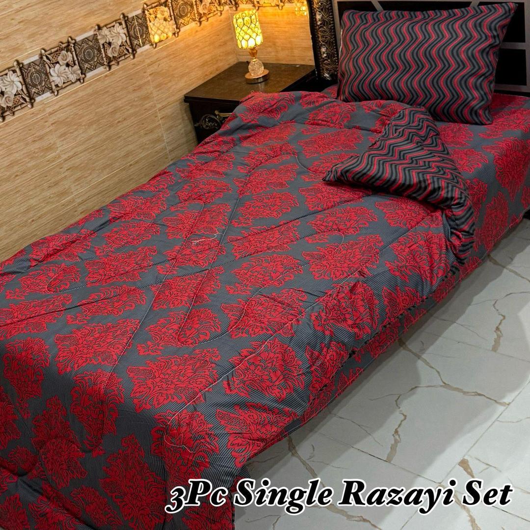 3 Pcs Cotton Salonica Printed Razai Set
