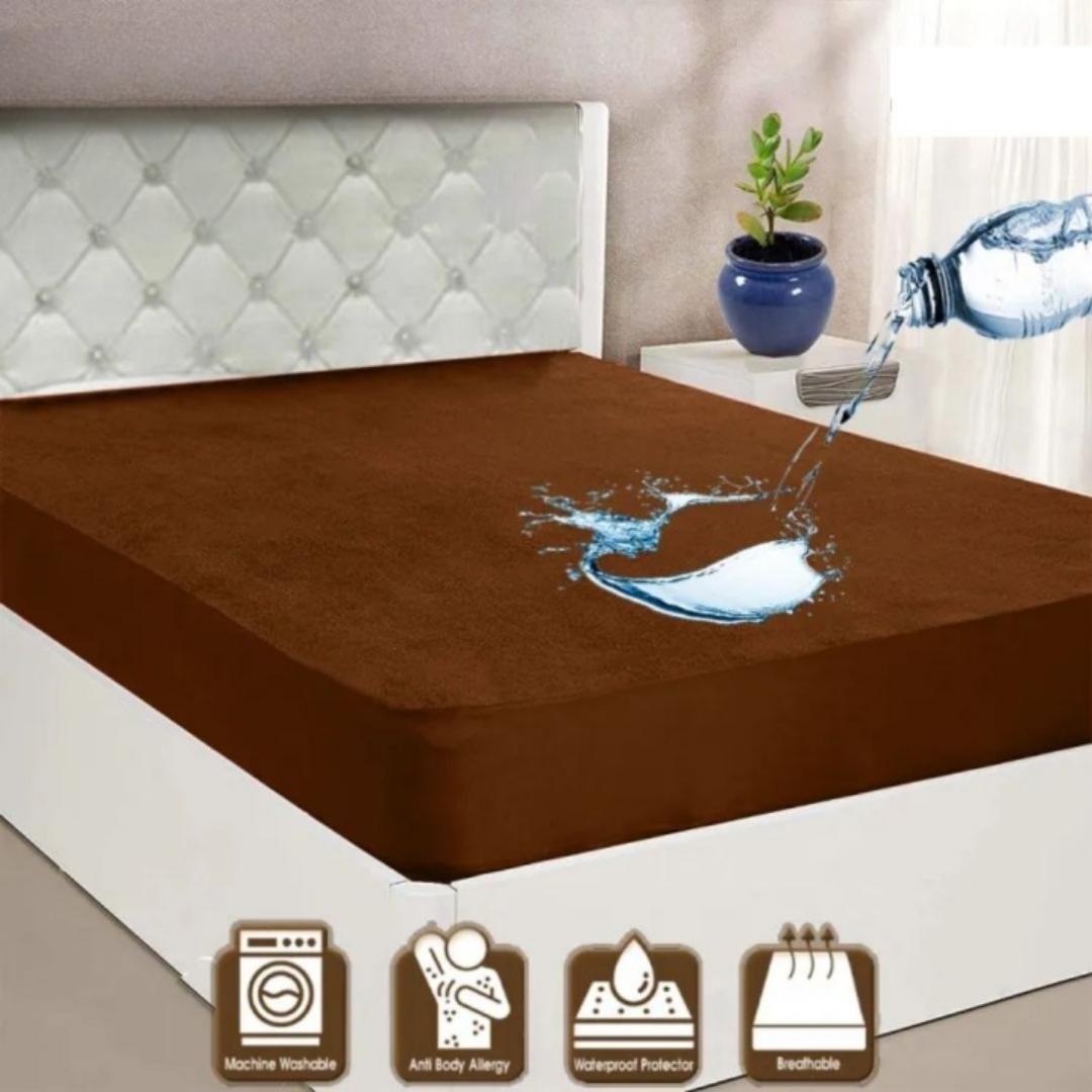 Terry Cotton Plain Double Bed Mattress Cover