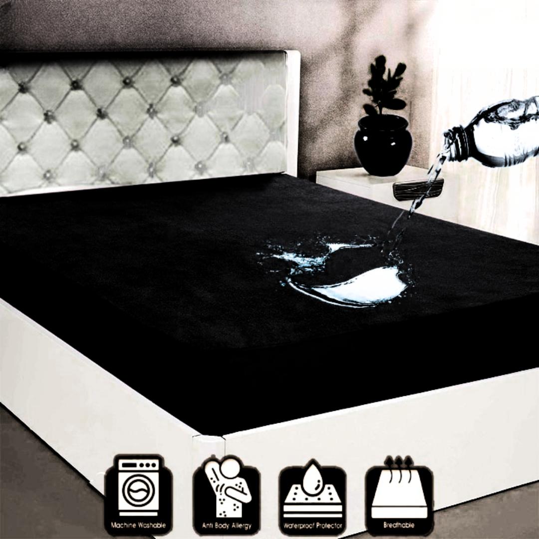 Terry Cotton Plain Double Bed Mattress Cover