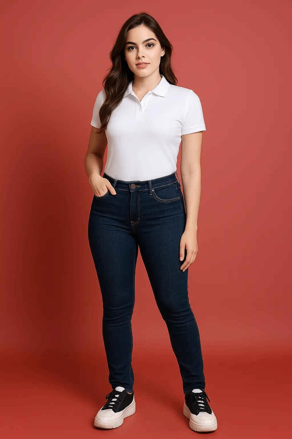 Navy Blue Full Size Skinny Jeans with Pockets EW-000176