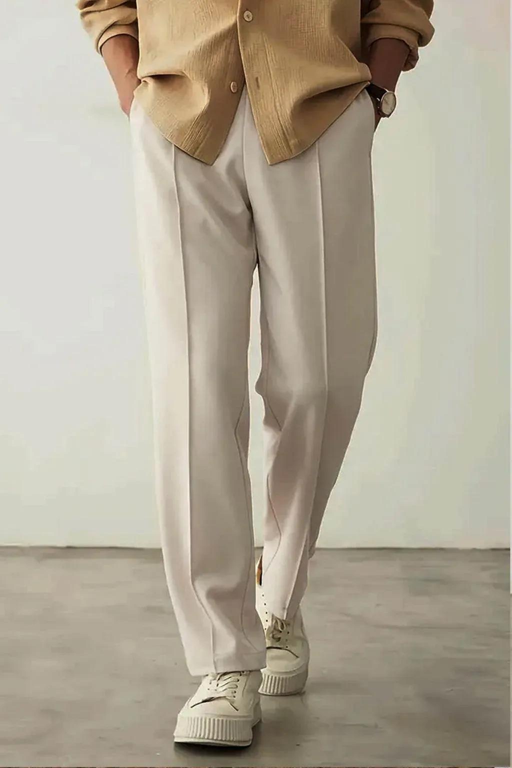 Relaxed Fit Platted Trouser - Cream Beige EW-000486-XS1