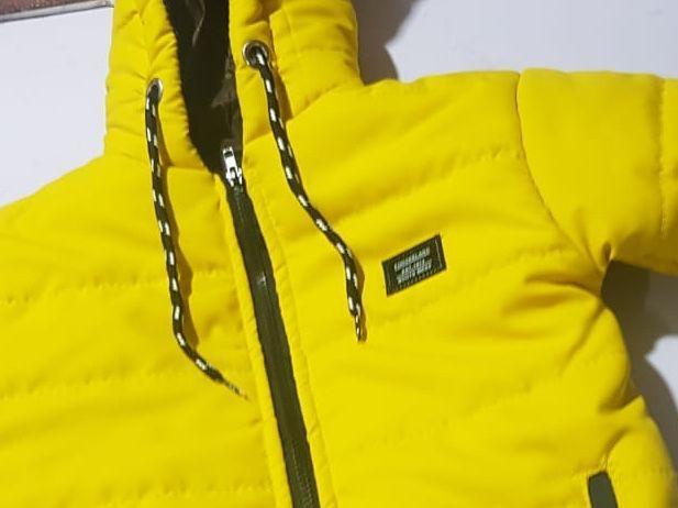 Boy's Yellow Puffer Jacket with Hood & Drawstrings