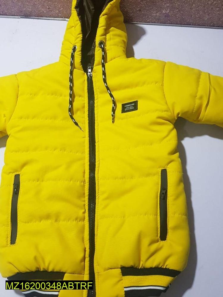 Boy's Yellow Puffer Jacket with Hood & Drawstrings
