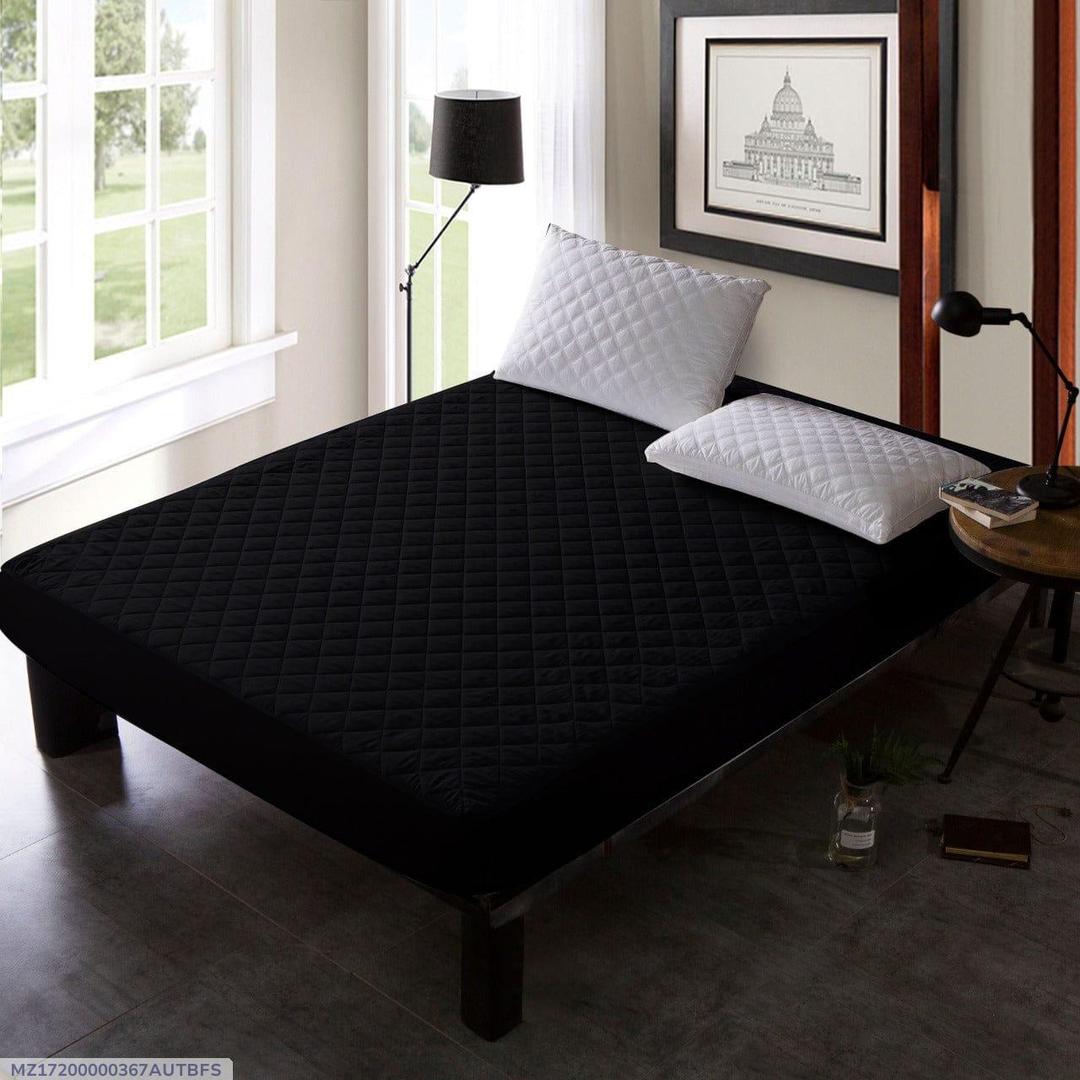 Black Quilted Waterproof Mattress Cover for Double Bed