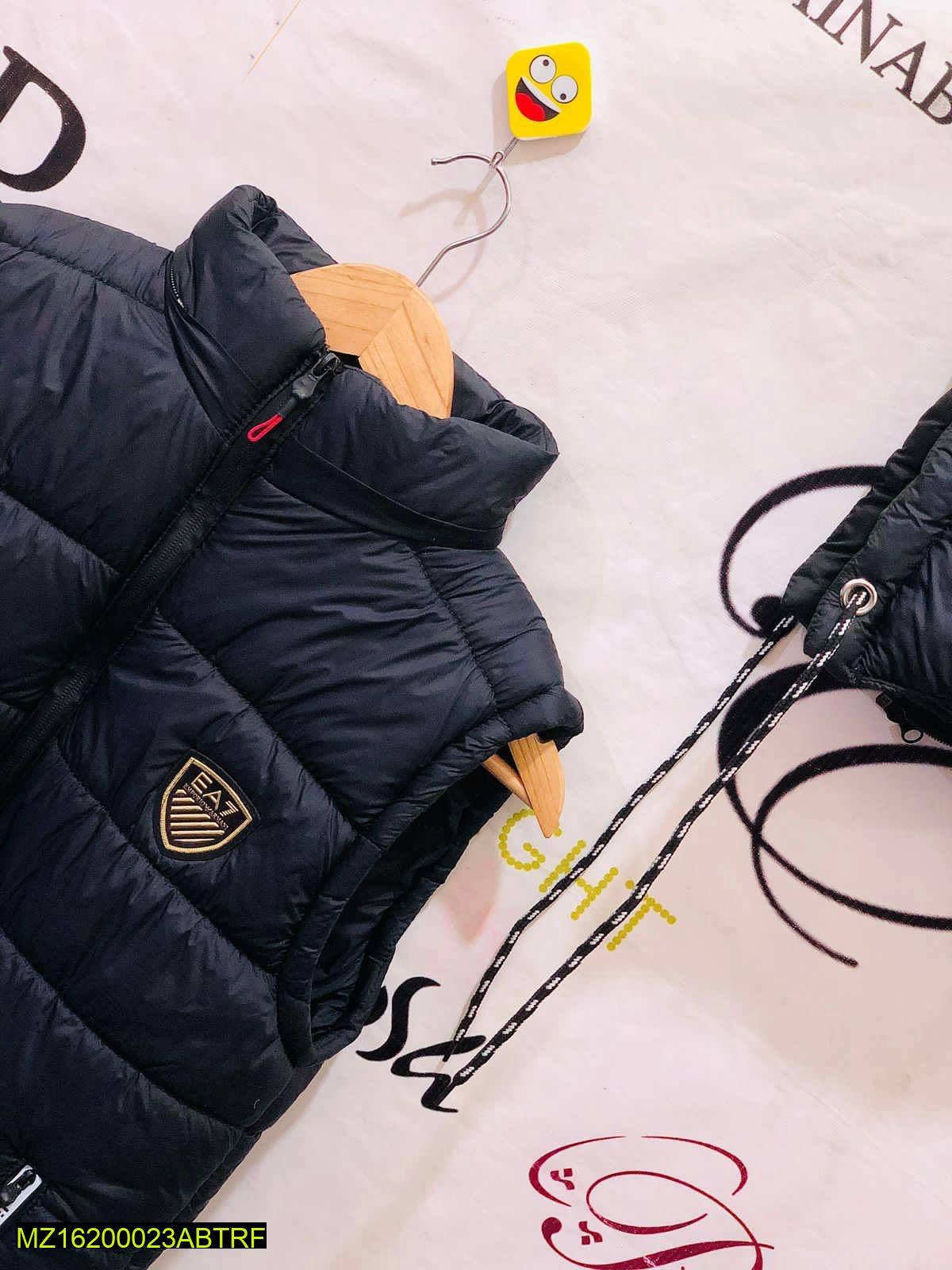 Men Sleeveless Puffer Vest Navy Blue with EA7 Logo