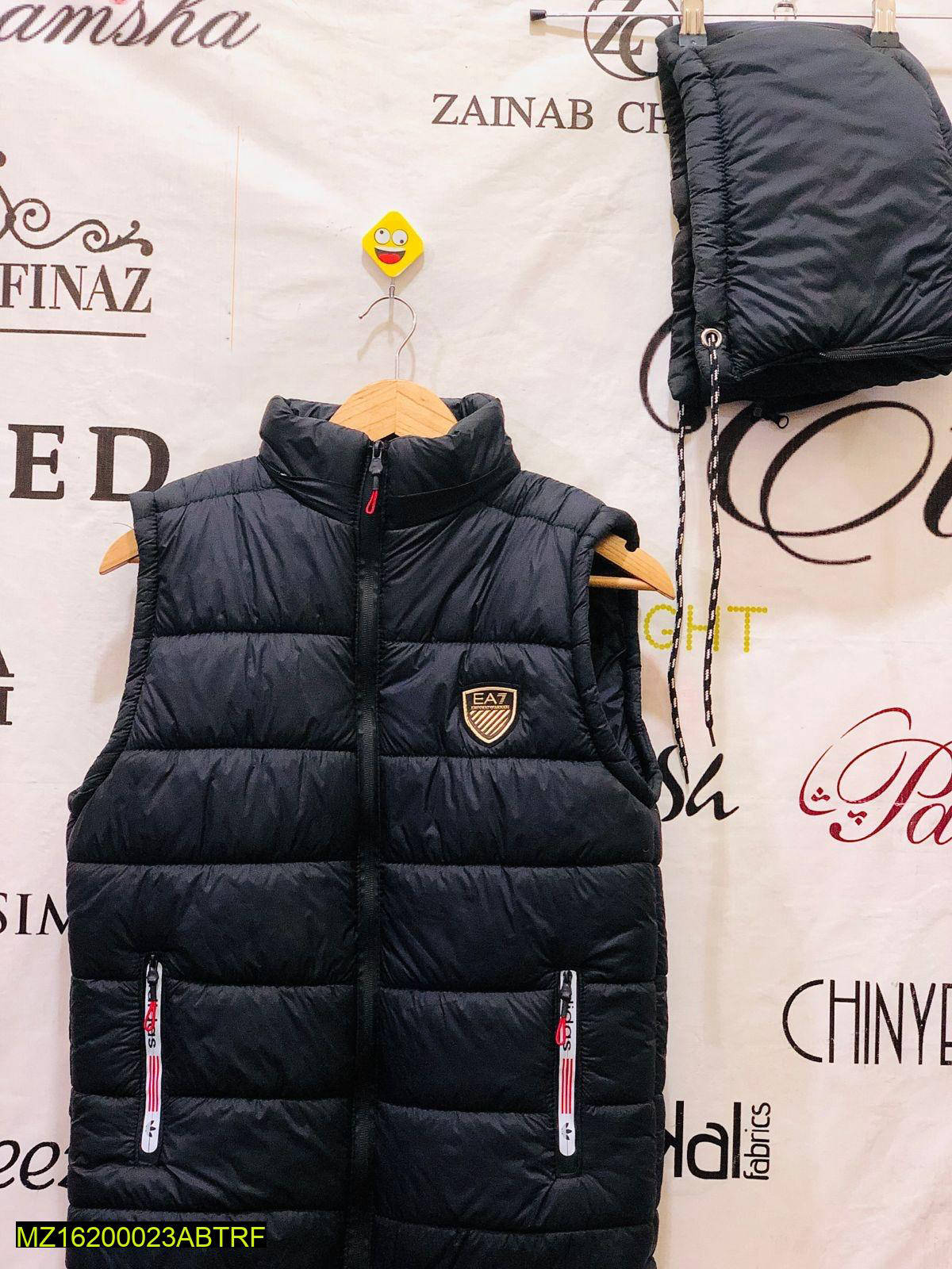 Men Sleeveless Puffer Vest Navy Blue with EA7 Logo