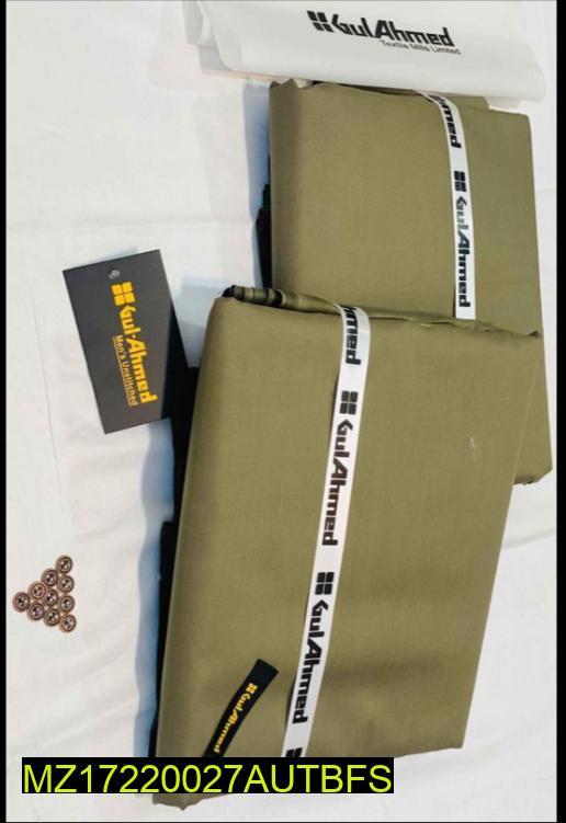 Unstitched Cotton Suit Olive Green for Eid & Formal Events