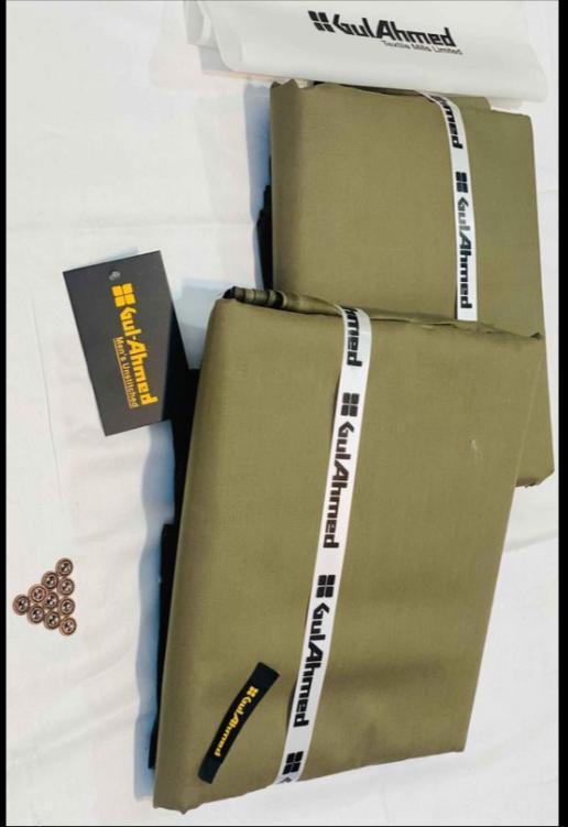 Unstitched Cotton Suit Olive Green for Eid & Formal Events