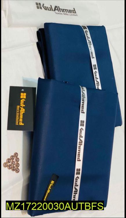 Men Cotton Plain Suit Blue 4.5m Unstitched