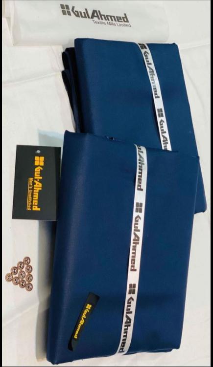 Men Cotton Plain Suit Blue 4.5m Unstitched
