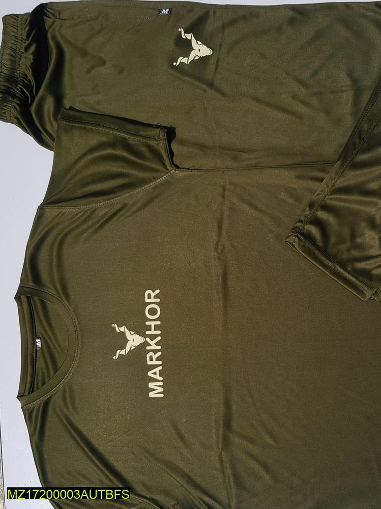Men Markhor Micro Interlock T-Shirt & Trouser Set Olive Green