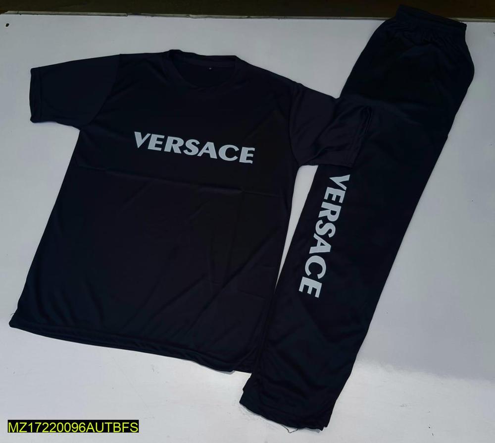 Men Micro Interlock Versace Track Suit Black