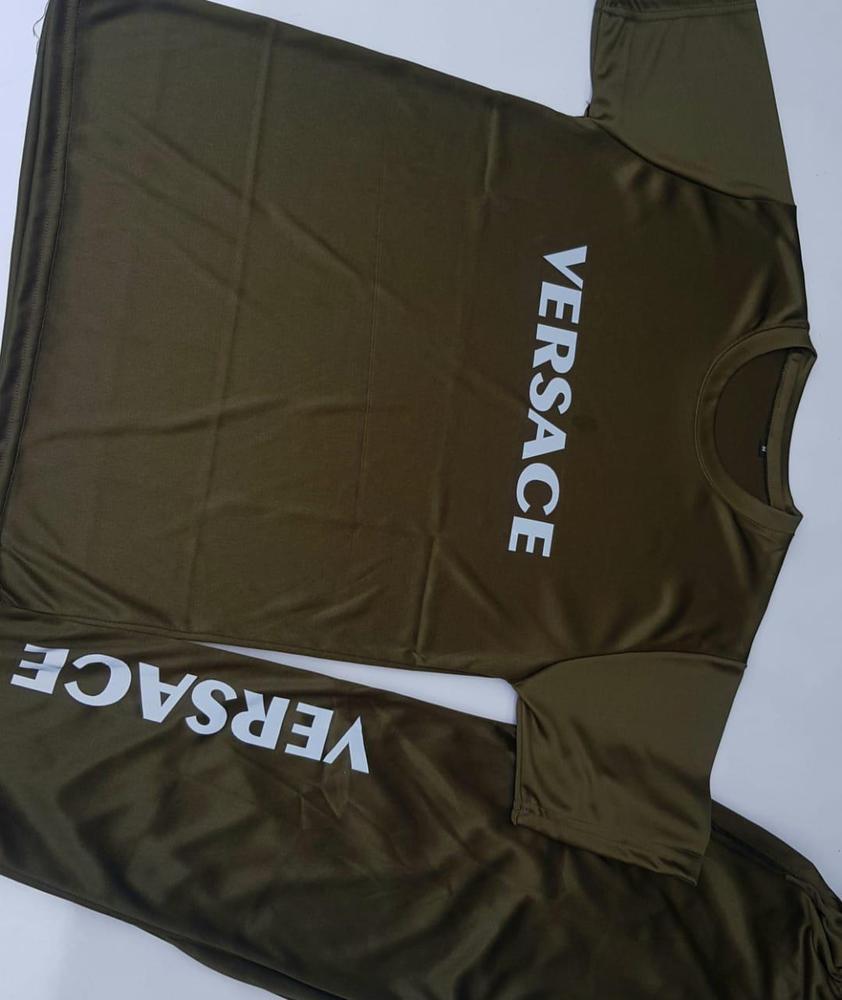 Men Micro Interlock Printed Track Suit Olive Green Versace