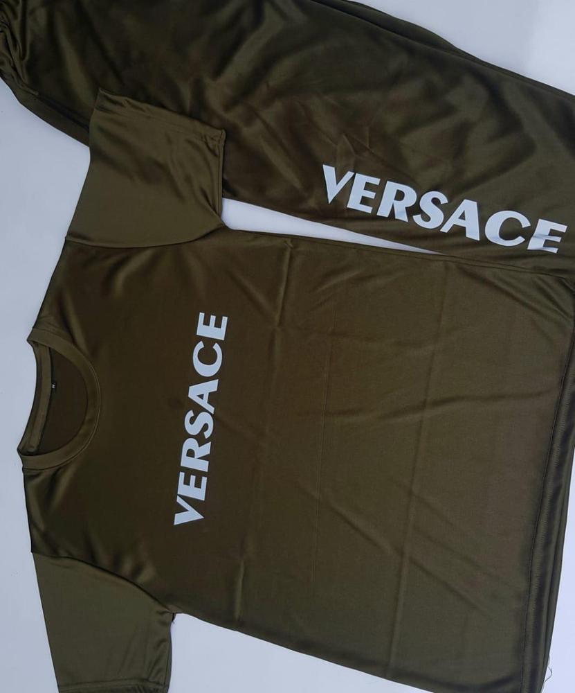 Men Micro Interlock Printed Track Suit Olive Green Versace