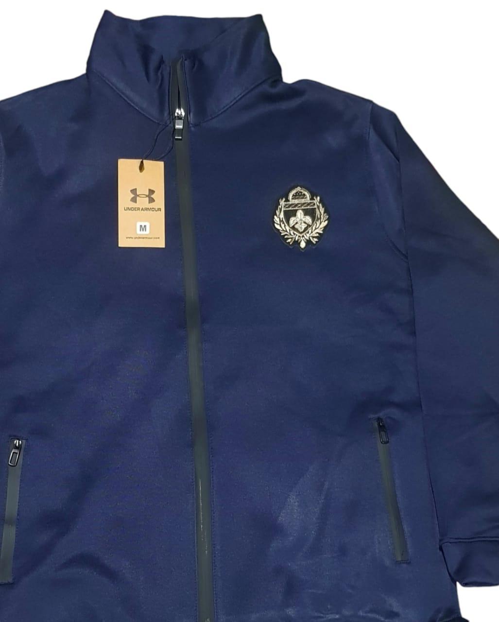 Men Fleece Zipper Track Suit Blue 2Pcs