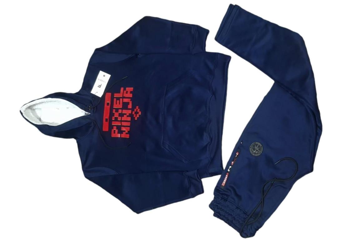 Navy Blue Pixel Ninja Fleece Track Suit for Men
