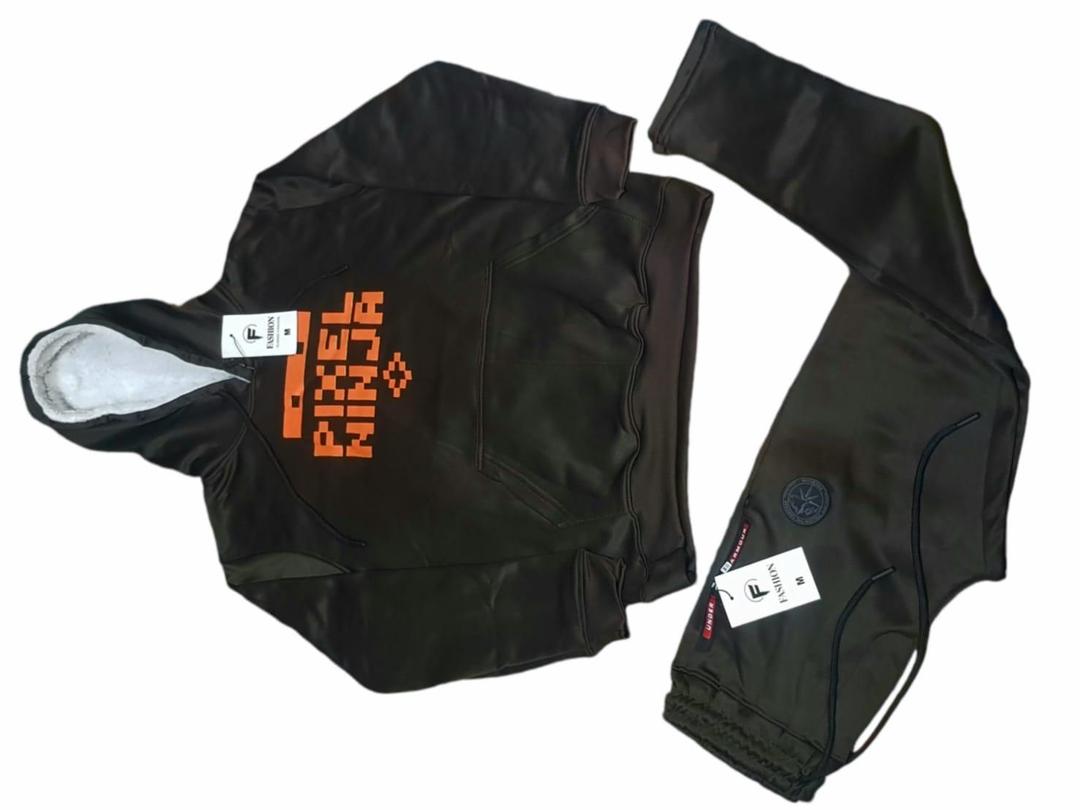 Men Pixel Ninja Hoodie & Pants Set Black Fleece