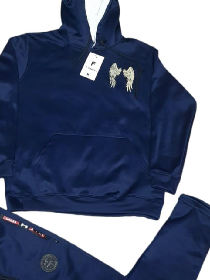 Men Fleece Hoodie Track Suit Navy Blue