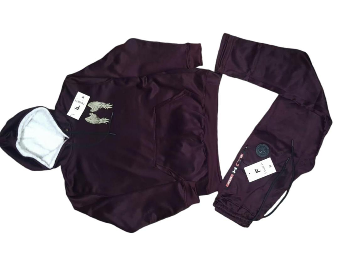Men Maroon Fleece Hoodie Track Suit 2Pcs