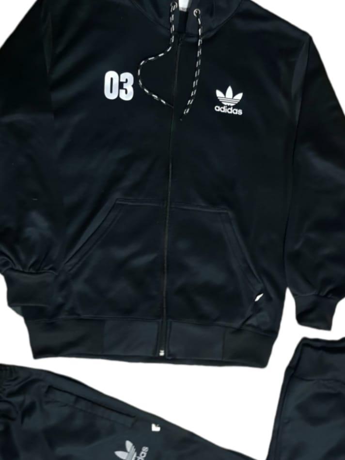 Men's Hooded Neck Polyester Zipper Track Suit - 2 Pcs