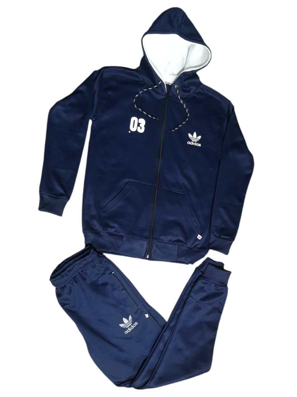 Men's Hooded Neck Polyester Zipper Track Suit - 2 Pcs