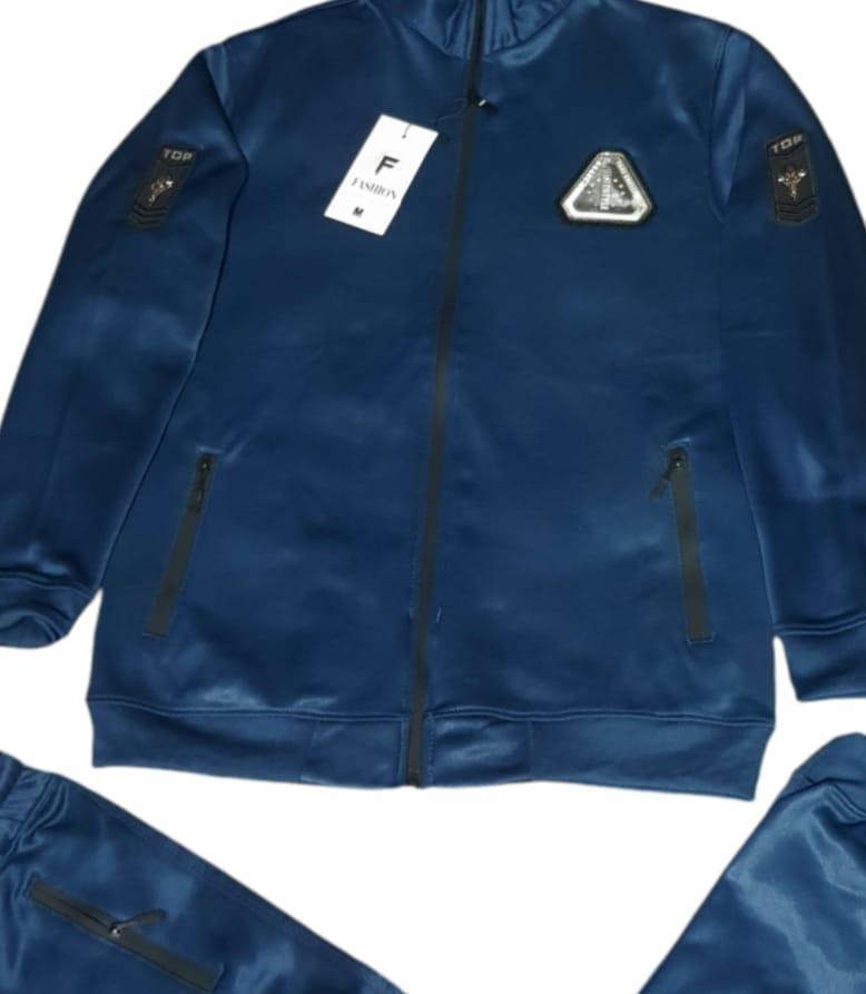 Men Navy Blue Dri Fit Track Suit with Zip Pockets