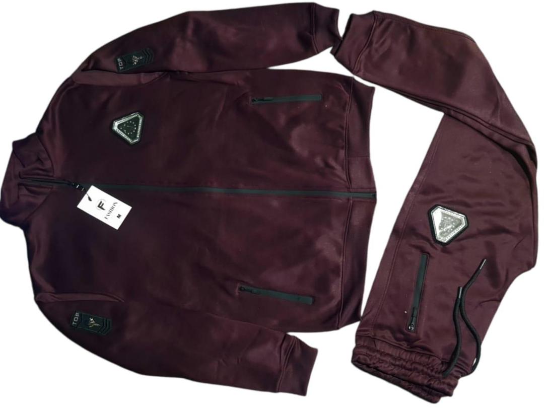 Men Burgundy Dri Fit Track Suit Set M L XL