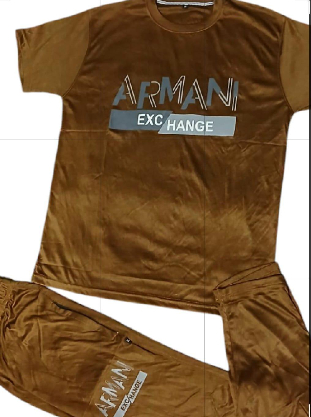 Men Brown Printed Track Suit Set Micro Interlock XL