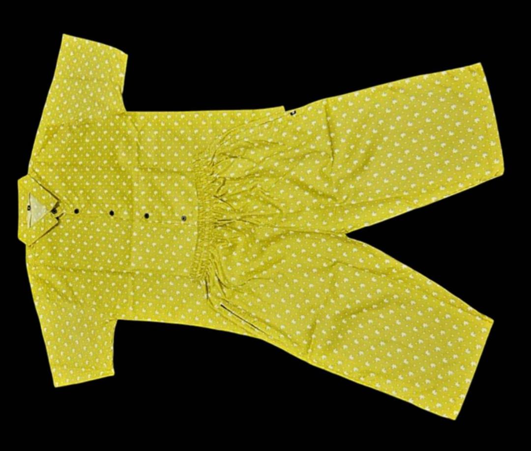 Men Cotton Polka Dot Co-ord Set Yellow Medium to XL