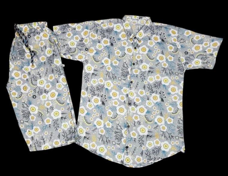 Men's Cotton Printed Co-ord Set - 2 Pcs 