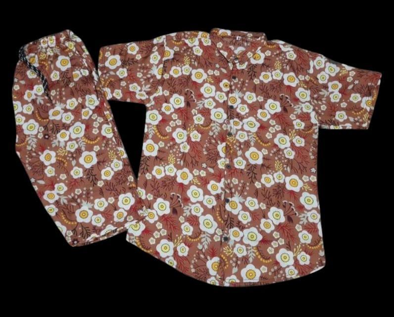 Men's Cotton Printed Co-ord Set - 2 Pcs 