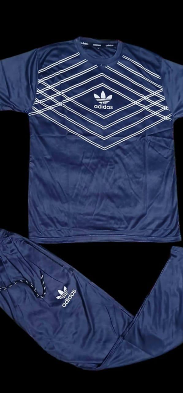 Men Blue Printed Micro Interlock Track Suit