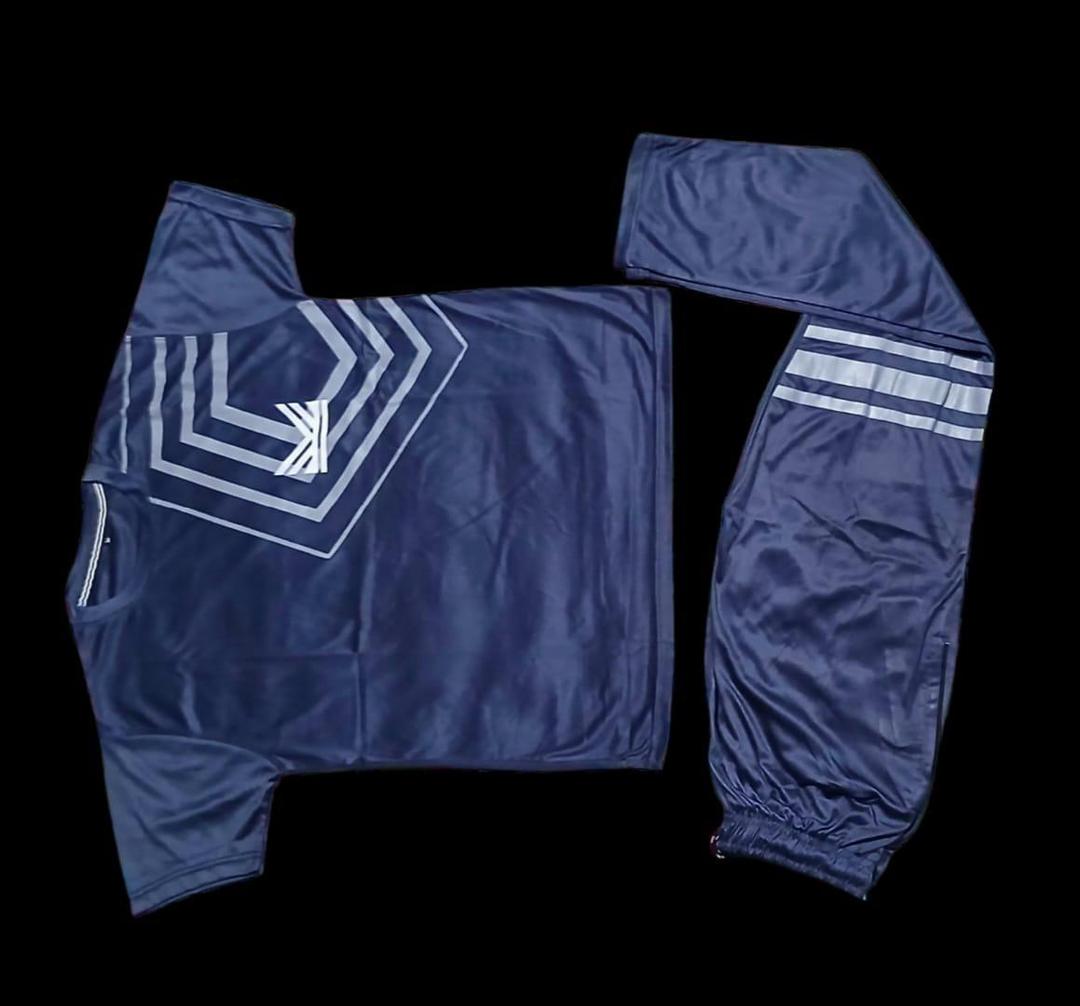 Men Blue Printed Micro Interlock Track Suit