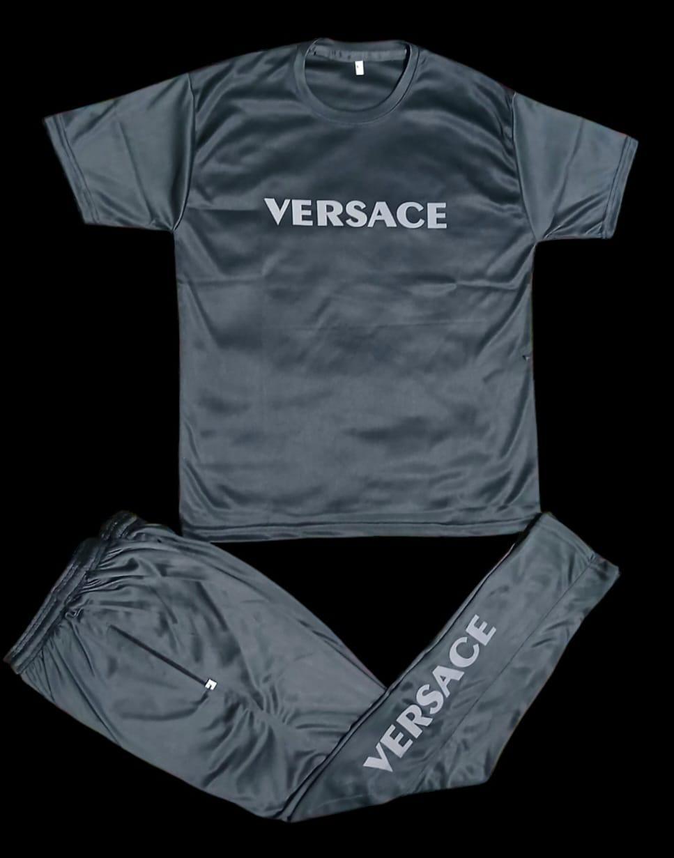 Men's Printed Micro Interlock Track Suit - 2 Pcs Set in Grey