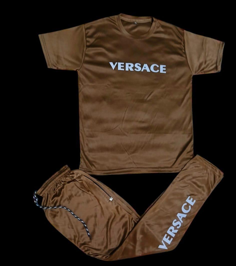 Men's Printed Micro Interlock Track Suit - 2 Pcs in Brown