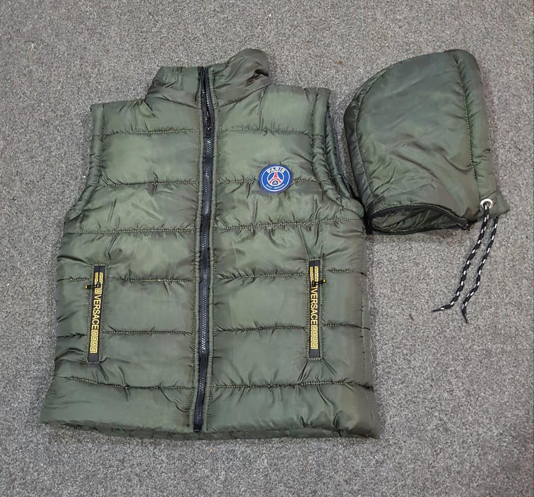 Men Sleeveless Puffer Jacket Green Paris Saint-Germain