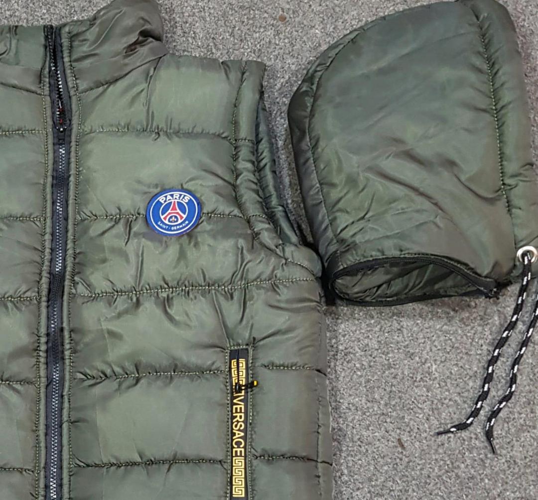 Men Sleeveless Puffer Jacket Green Paris Saint-Germain