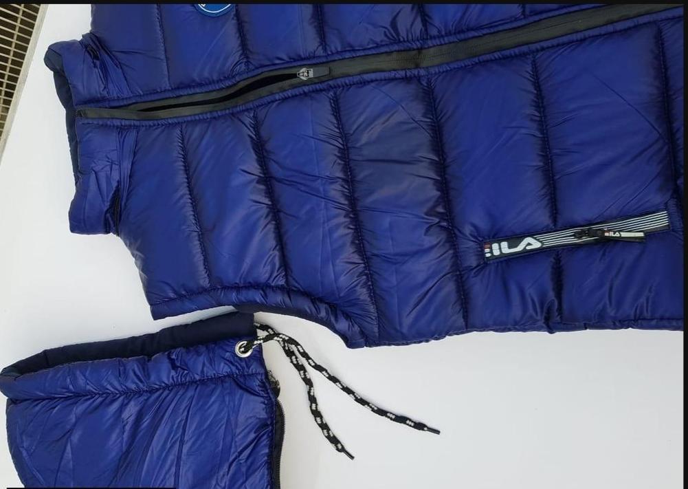 Men's Blue Sleeveless Puffer Vest with Hood
