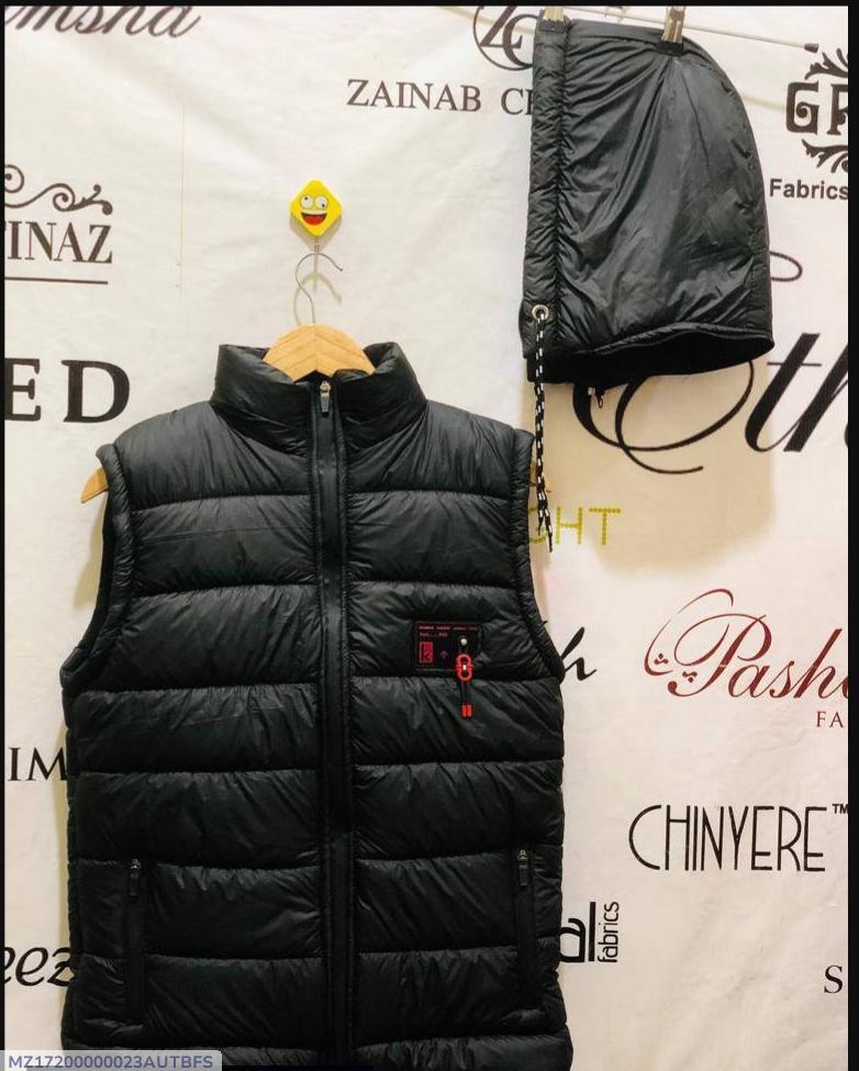 Men's Black Sleeveless Winter Puffer Vest