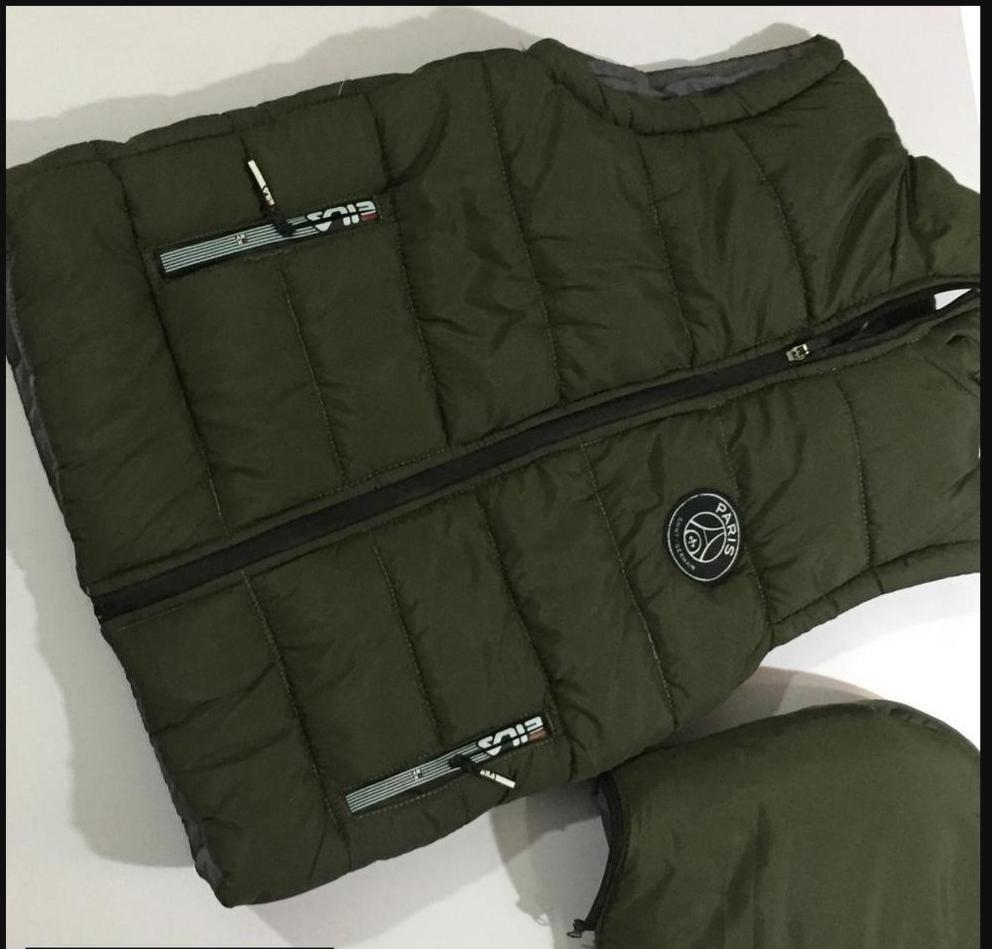 Green Sleeveless Puffer Jacket with Detachable Hood