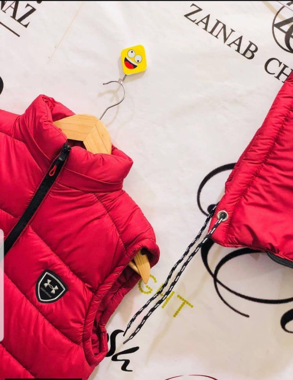 Red Men's Sleeveless Puffer Jacket Winter Cozy