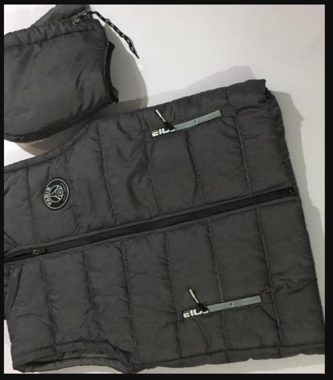 Black Sleeveless Puffer Vest with Paris Logo